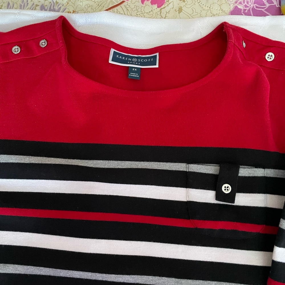 Karen Scott 2x 3/4 sleeve top